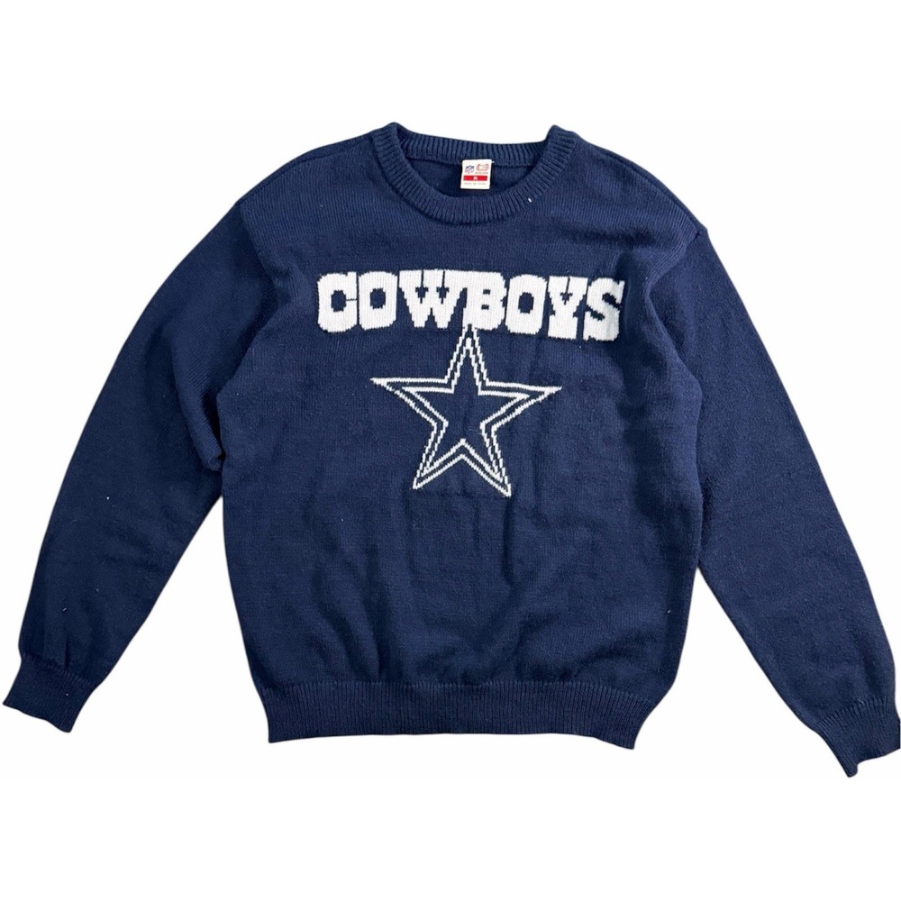 Dallas Cowboys Medium Knit Sweater Blue NFL Crewneck Logo‎ Pullover Must See